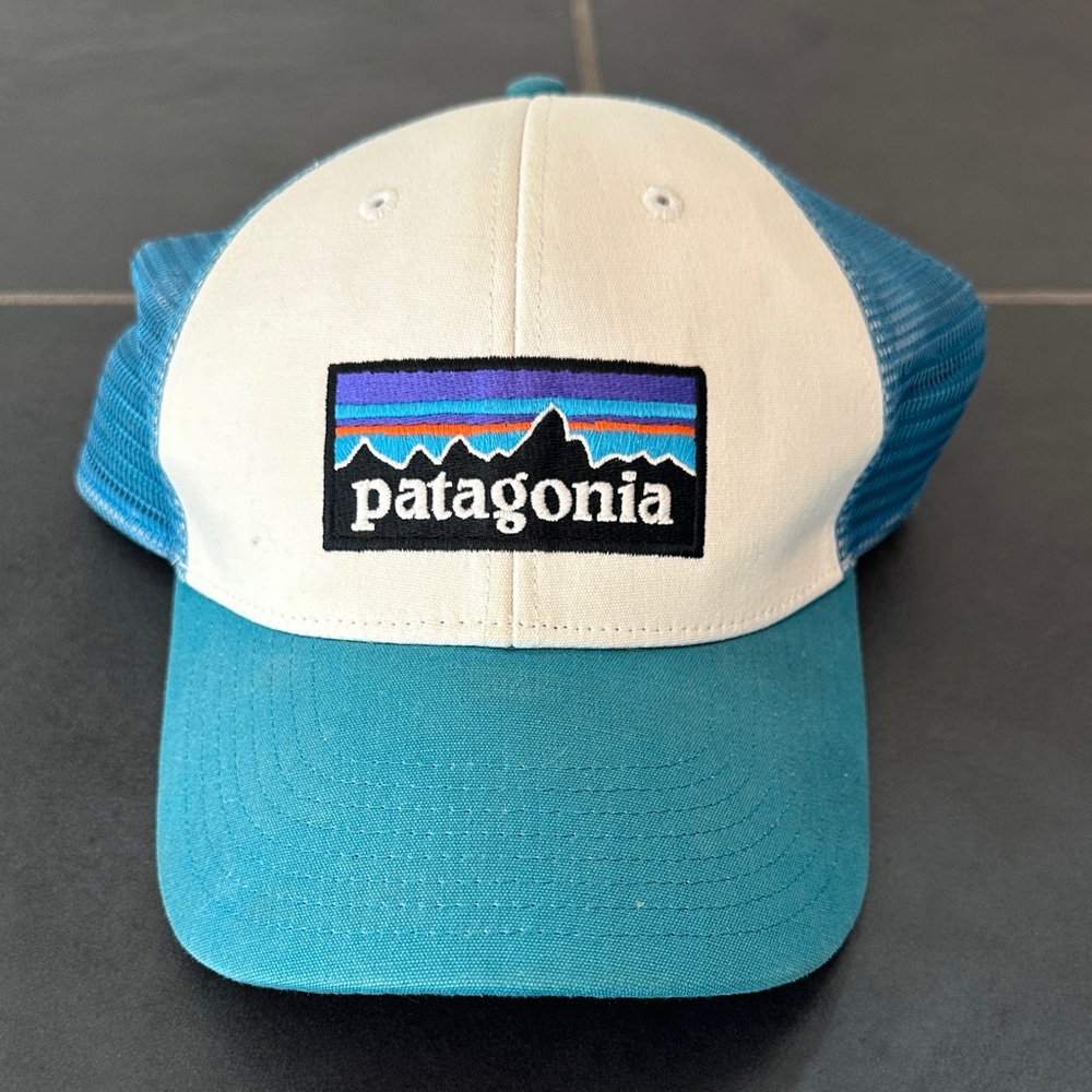 Patagonia Teal and Cream Logo Cap